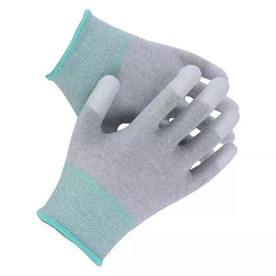 Sợi carbon dệt kim PU Đầu ngón tay tráng chống tĩnh điện Phù hợp trên cùng ESD Găng tay chống cắt Điện tử làm việc