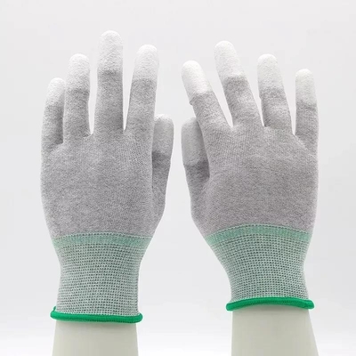 13 Găng tay sợi carbon dệt kim trắng phủ PU Găng tay chống ESD