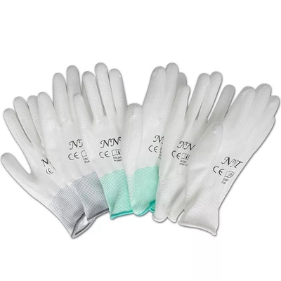 Nhà máy điện tử trắng dệt kim 13G Làm việc Găng tay phủ PU chống tĩnh điện ESD