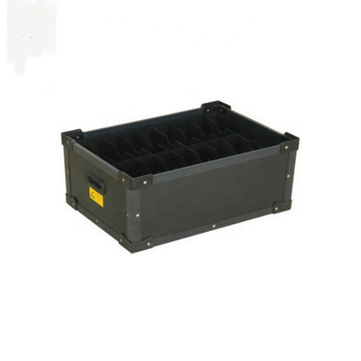 Màu đen ESD PP gấp nếp sóng chống tĩnh điện Hộp đựng bằng nhựa có nắp