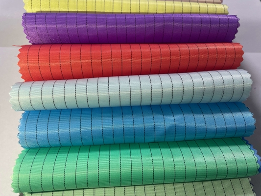 Vải dẫn điện chống tĩnh điện 100% Polyester Sọc chống tĩnh điện Esd Poly Vải lưới Twill cho đồng phục