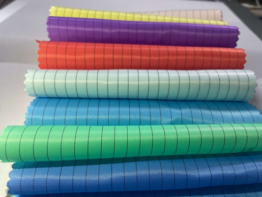 130GSM Chống tĩnh điện ESD Polyester 5 mm sọc Polyester Carbon ESD