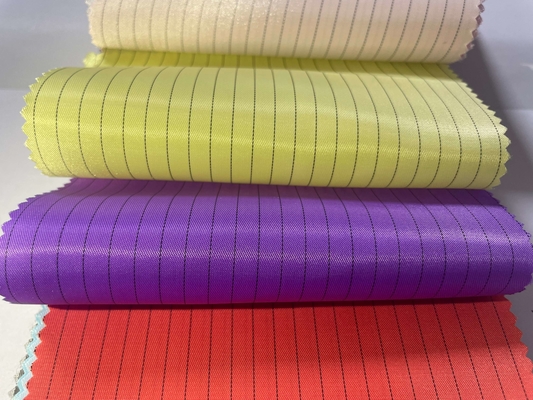 130GSM Chống tĩnh điện ESD Polyester 5 mm sọc Polyester Carbon ESD