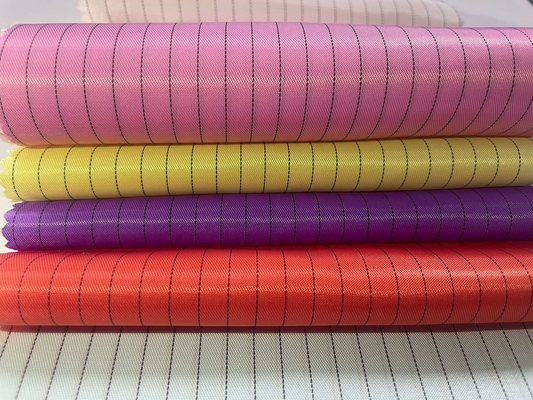 130GSM Chống tĩnh điện ESD Polyester 5 mm sọc Polyester Carbon ESD