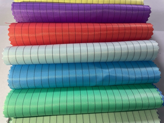 130GSM Chống tĩnh điện ESD Polyester 5 mm sọc Polyester Carbon ESD