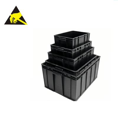Khay chứa ESD phòng sạch dẫn điện chống tĩnh điện có ngăn chứa Hộp đựng chống tĩnh điện màu đen Hộp nhựa ESD có nắp đậy