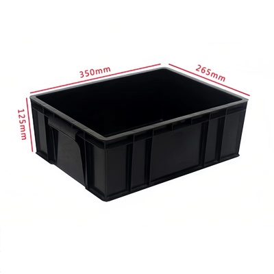 Hộp nhựa Esd Phòng sạch Hộp an toàn lưu thông nhựa màu đen Khay Pcb Esd Thùng có thể xếp chồng lên nhau Esd để bảo vệ chống tĩnh điện