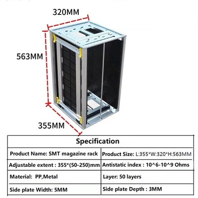 Giá đỡ lưu trữ PCB bằng kim loại có thể gập lại SMT ESD Giá đỡ tạp chí dẫn điện