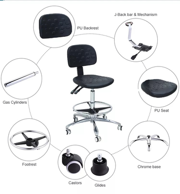 440 * 410mm ESD Yên xe xoay Ghế tựa lưng đúc tựa Esd Stool Ghế