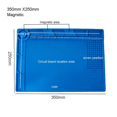 Thảm điện thoại cao su silicone màu xanh lam không độc hại Tấm đệm điện thoại bằng cao su silicon có phần từ tính