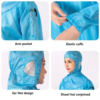 Phòng sạch ESD Quần áo công nhân Bộ quần áo chống tĩnh điện 100D * 100D