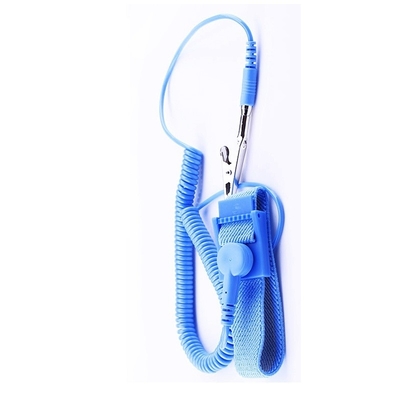 Dây đeo cổ tay ESD chống tĩnh điện màu xanh có thể điều chỉnh PVC với dây cuộn