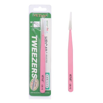Pink Straight ST-12 Vetus Eyelash Tweezers Phần mở rộng bằng thép không gỉ