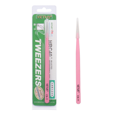 Pink Straight ST-12 Vetus Eyelash Tweezers Phần mở rộng bằng thép không gỉ