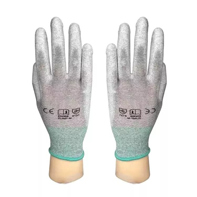 13 thước đo Găng tay dệt kim có lớp phủ Pu Găng tay chống tĩnh điện bằng sợi carbon chống tĩnh điện dành cho nam giới Găng tay xây dựng