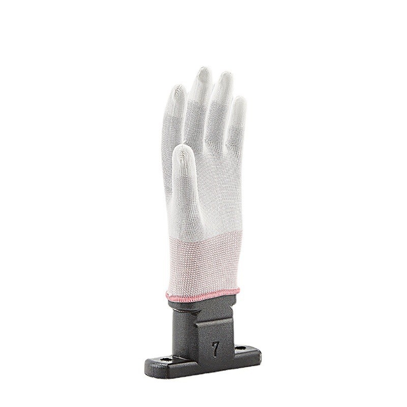OEM chống tĩnh điện bằng sợi carbon ESD Finger Top Fit Găng tay tráng PU 13 Gauge Găng tay ESD màu xám