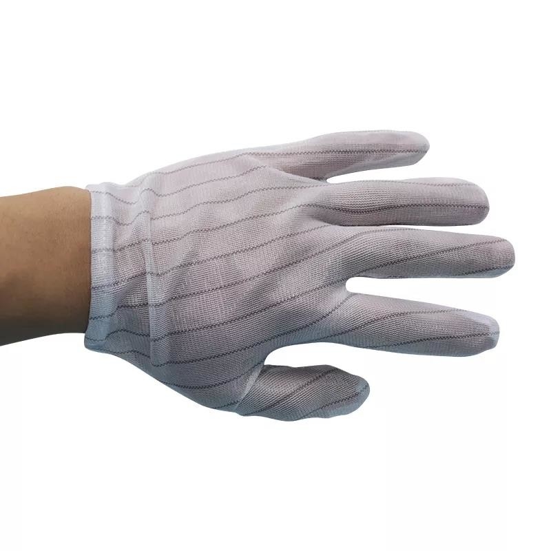 Nylon trắng ESD PU hàng đầu Sợi carbon chống tĩnh điện Găng tay ESD cho phòng sạch