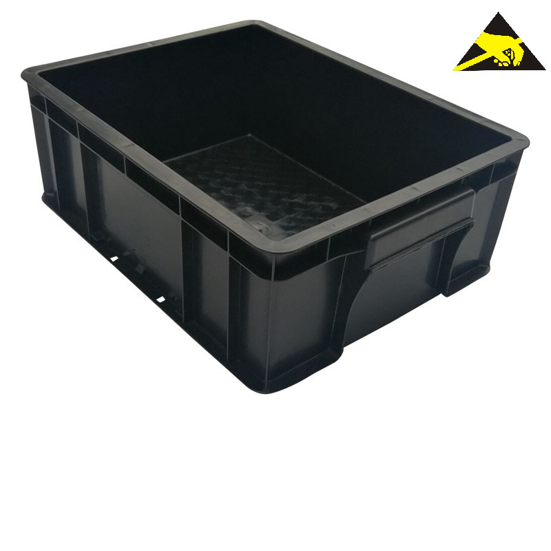 Hộp nhựa Esd Phòng sạch Hộp an toàn lưu thông nhựa màu đen Khay Pcb Esd Thùng có thể xếp chồng lên nhau Esd để bảo vệ chống tĩnh điện
